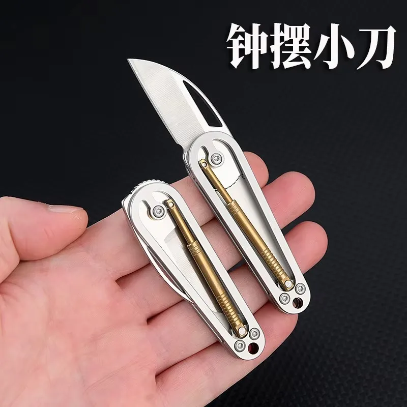 سكين البندول القابل للطي، سكين صغير حاد من الفولاذ المقاوم للصدأ، قلادة سلسلة مفاتيح محمولة، سهلة الفك وتسليم سكين الفاكهة #1