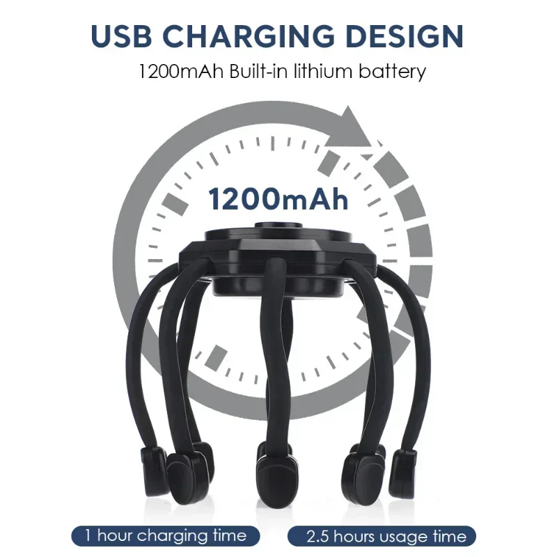 مدلك الرأس الكهربائي مدلك الأخطبوط 20 عقد 5 طرق مدلك فروة الرأس 2 عقد طويل للغاية جهاز العلاج بالضوء الأحمر