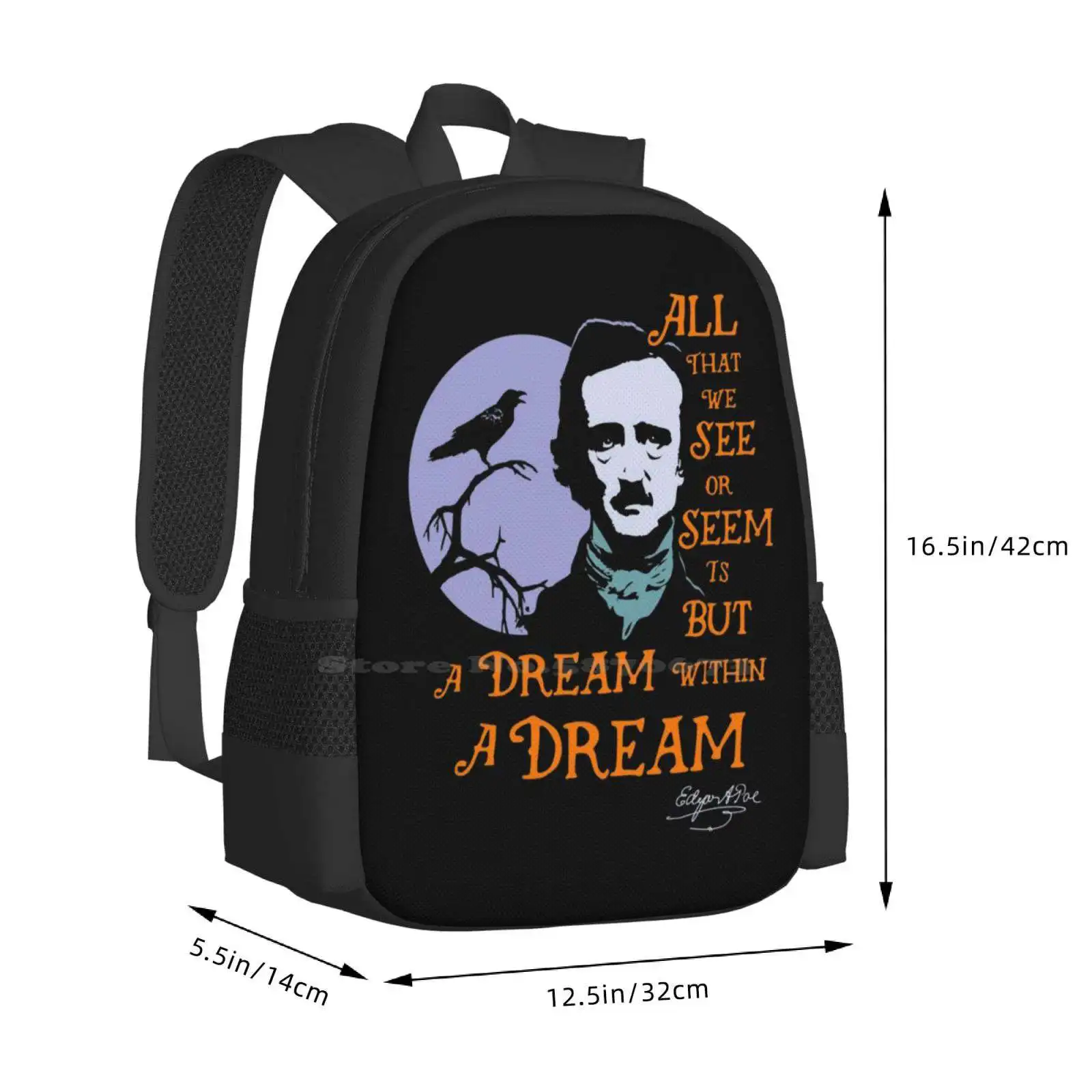 Edgar Allan Poe Dream Within A Dream Backpacks For School Teenagers Girls Travel Bags Edgar Allan Poe Dream Within A Dream