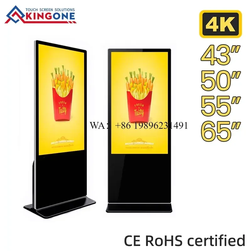 Factory Direct Vertical Indoor 43 55 65 Inch Interactive LCD Advertising Display Touch Screen Digital Signage Kiosk