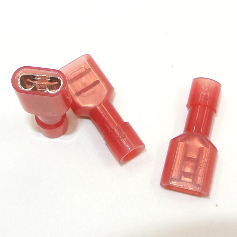 50PCS FDFN1.25-187 FDFN1.25-250  FDFN1.25-110  FDFN  Female Full Insulated Terminal Nylon  Spade Connector 6.3 4.8 2.8 Terminals