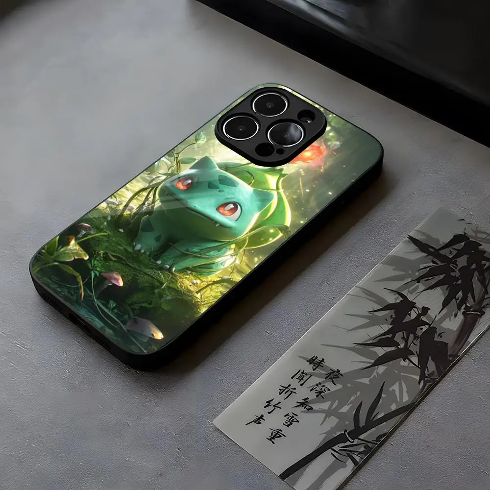 Pokémon Bulbasaur Phone Case Tempered Glass For iPhone 14 15 13 12 11 Pro XS Max Plus Mini X XR 8 7 6s SE2020 Coque