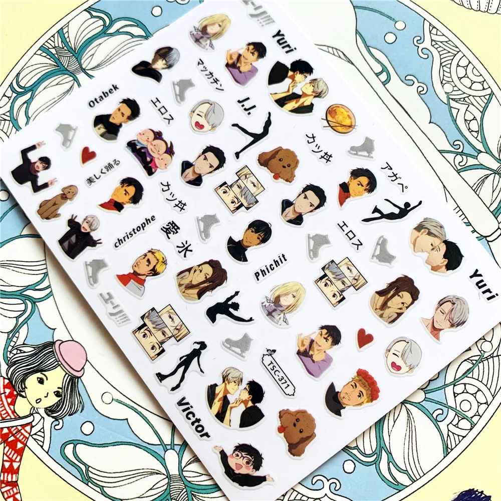 TSC-370 TSC-376 شخصية أنيمي الكرتون سيدة جميلة ثلاثية الأبعاد الغراء الخلفي مسمار الفن ملصقات الشارات المتزلجون مسمار زخرفة الديكور