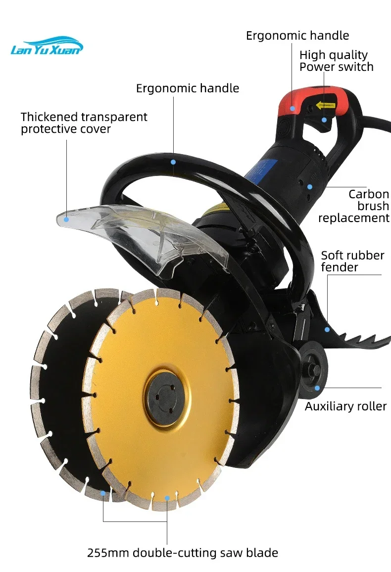 2300W Wall Chaser Groove Cutting Machine 225mm Double-blade Electric Slotting  Concrete Cement Stone  Circular Saw