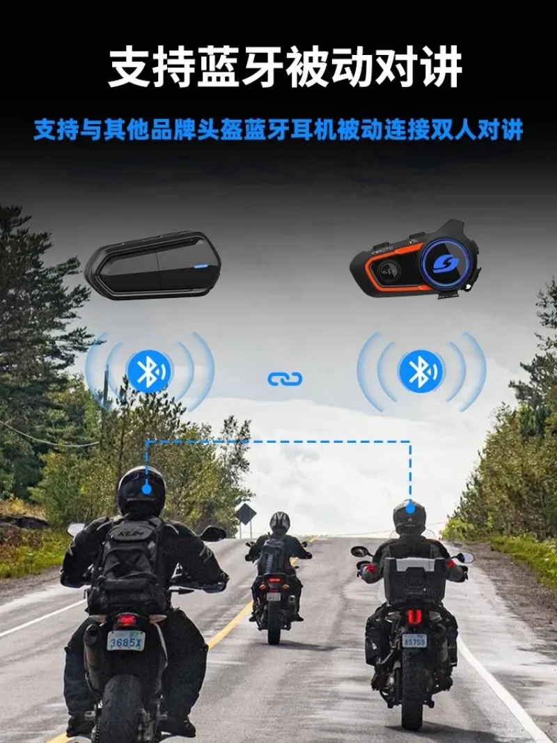 B35s Motorcycle Helmet Bluetooth Earphones Long Range Waterproof Wireless Intercom Music