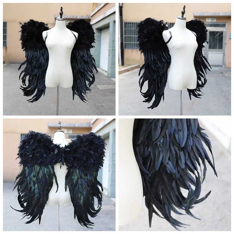 Black Feather Wings Costume Model T-stage Shows Props Adults Large Devil Wings 39'' By 31'' Photography Performance Props
