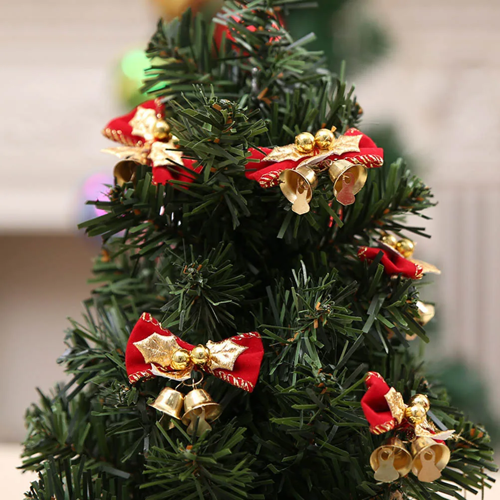 

6 Pcs Christmas Tree Decoration Accessories Ornament Bow with Bells Ornaments Decorations