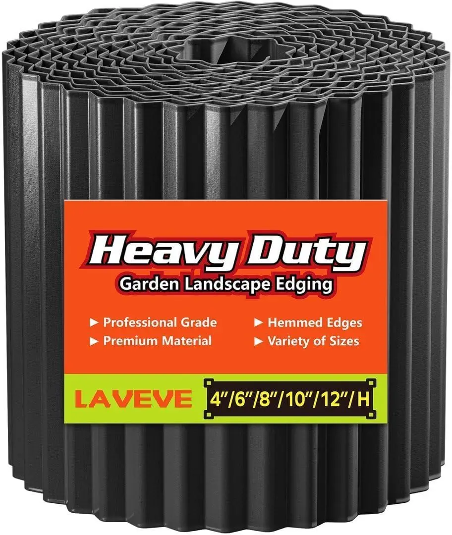

Corrugated Metal Garden Edging 6" x 40Ft, Landscape Border for Lawn Flower Bed Fence Paver (Black)