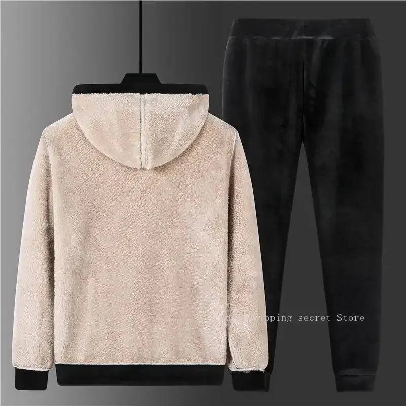 سميكة مبطنة بالصوف الرجال معطف القطن الشتاء سترة مبطنة بالقطن منتصف العمر وكبار السن الرجال دعوى بنطلون #4