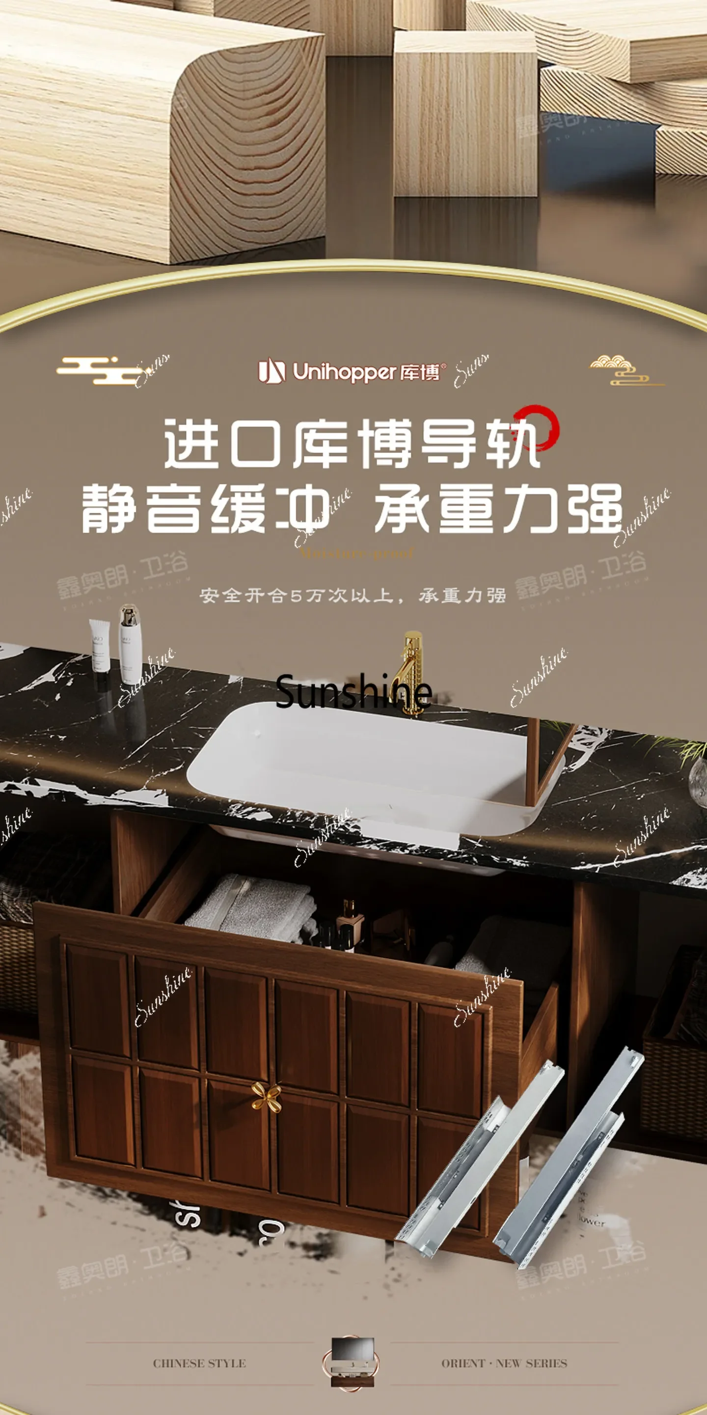 Medieval style bathroom cabinet combination bathroom rock slab washstand simpleTJ