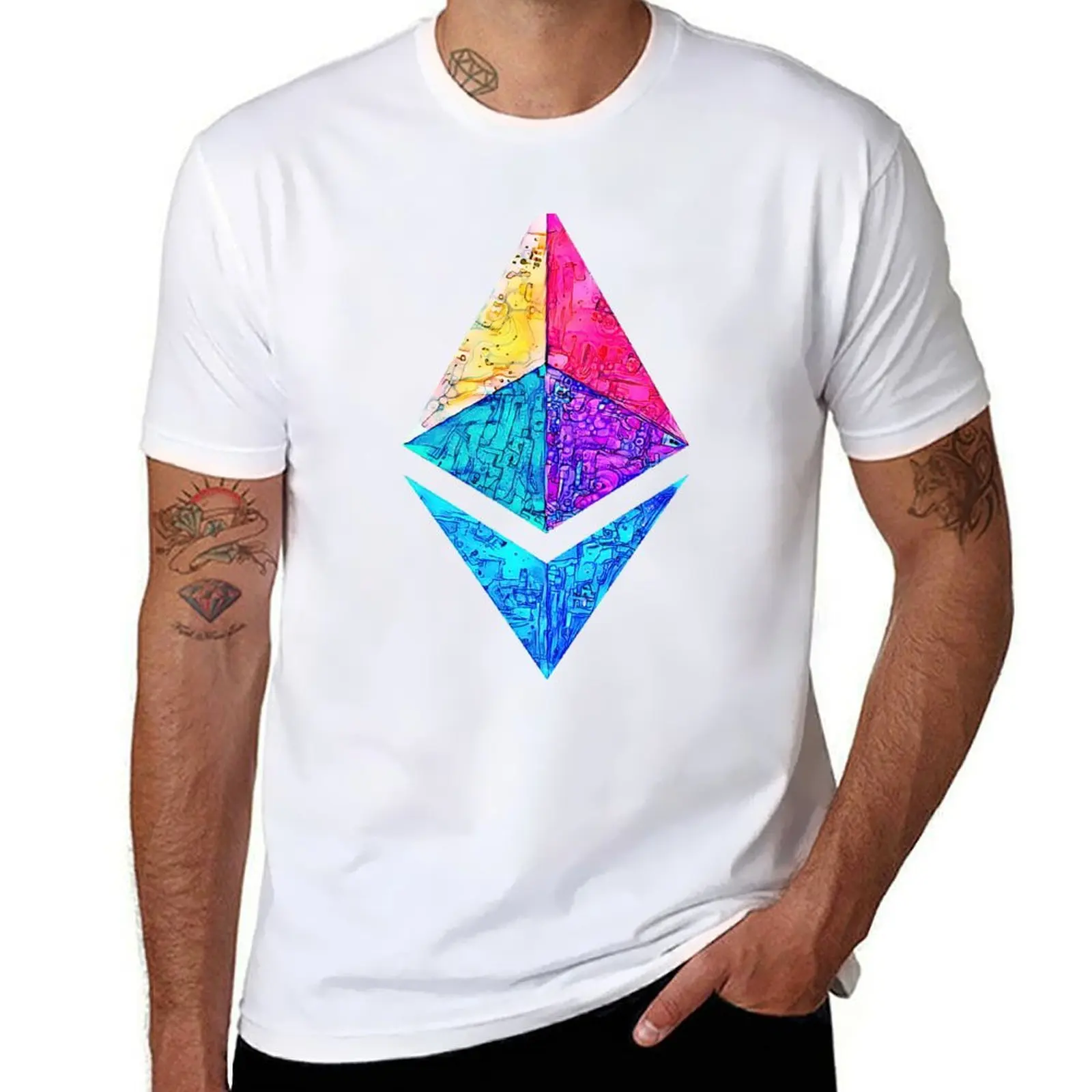 

Pastel Crystal' ETH crypto, Etherium logo. T-Shirt t shirts for man cotton soft t shirts designer T-Shirt