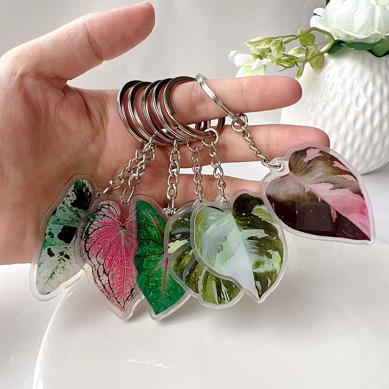 Plant Key Chain Mobile Phone Pendant Creative Acrylic Craft Products Simulation Leaf Accessories For Bag