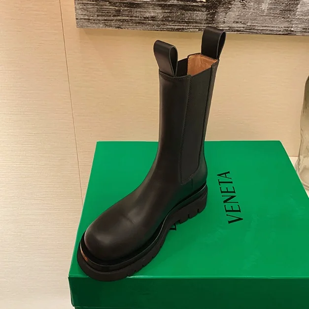 Botas Mona Chelsea para mujer, botas cortas con parte inferior uesa, botas de suela de goma de media pantorrilla con...