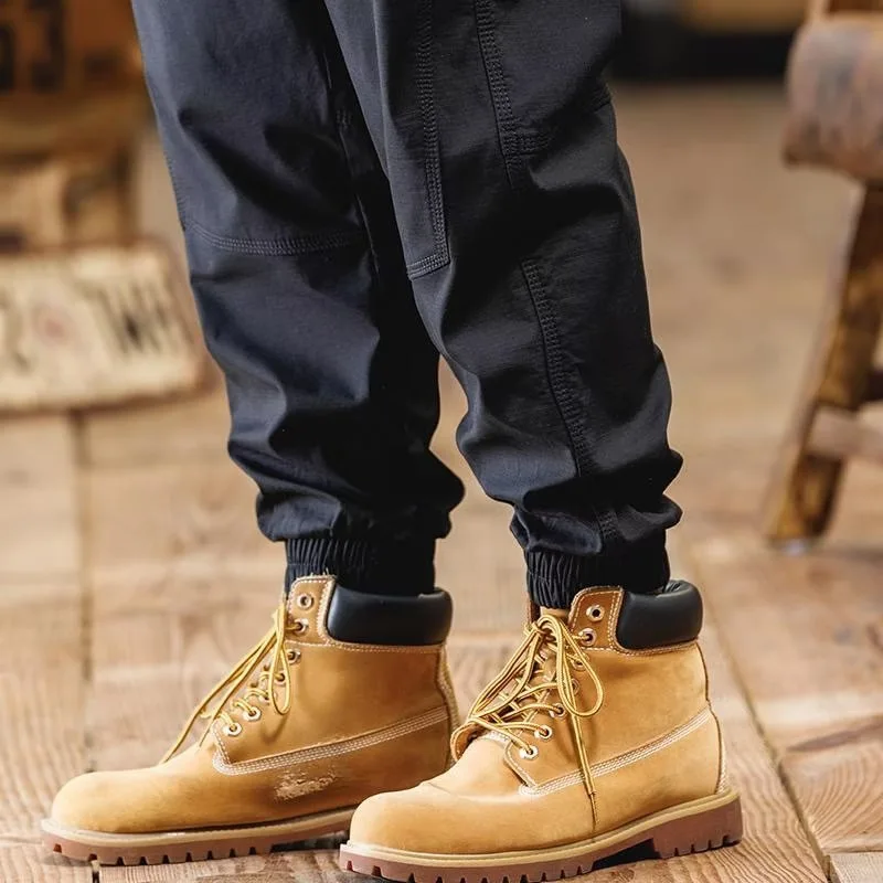 Calça Harlan masculina de seda no gelo, estilo safari, masculina casual, moda streetwear, fina, ajuste regular, primavera, verão