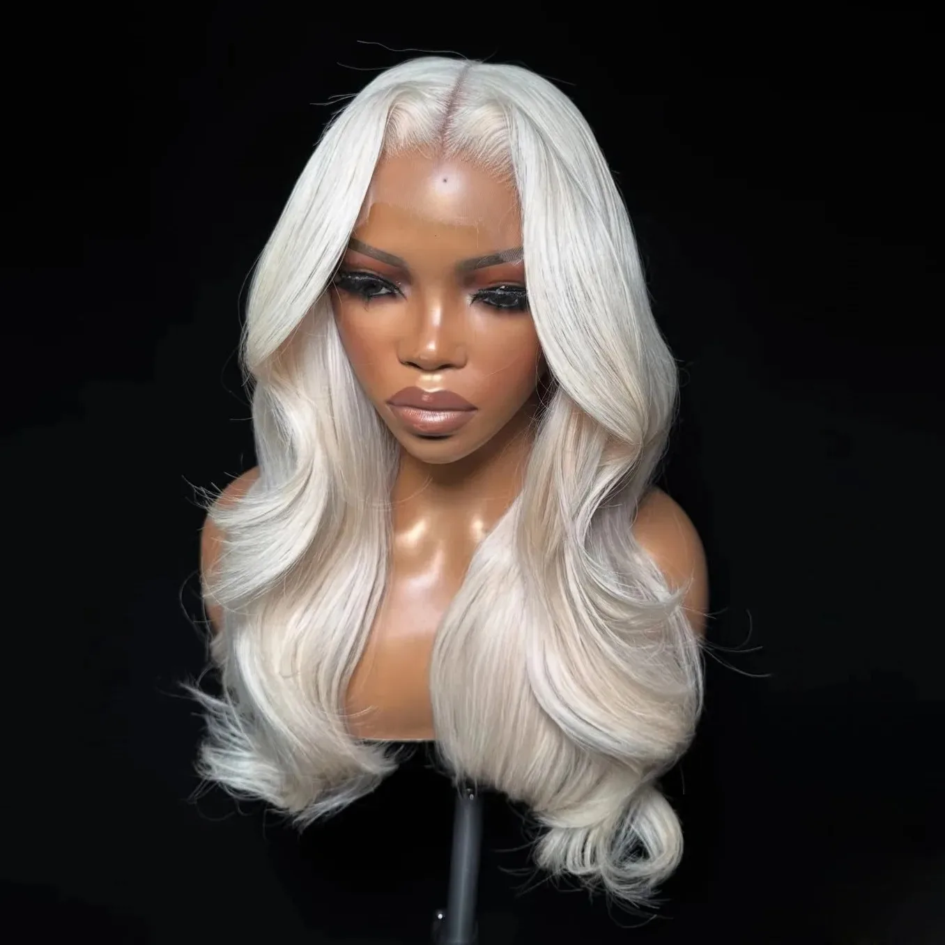 White Wig 13x4 HD Long Body Wave Lace Frontal Wig Glueless Preplucked Synthetic And Blend Middle Part Glueless Clearance Cosplay