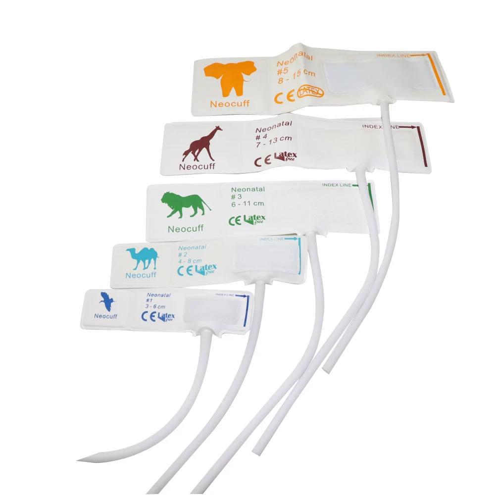 White Single Tube Device Disposable NIBP Cuff Multi Color Printed Medical Blood Pressure BP Cuff Hospital Clinic Use