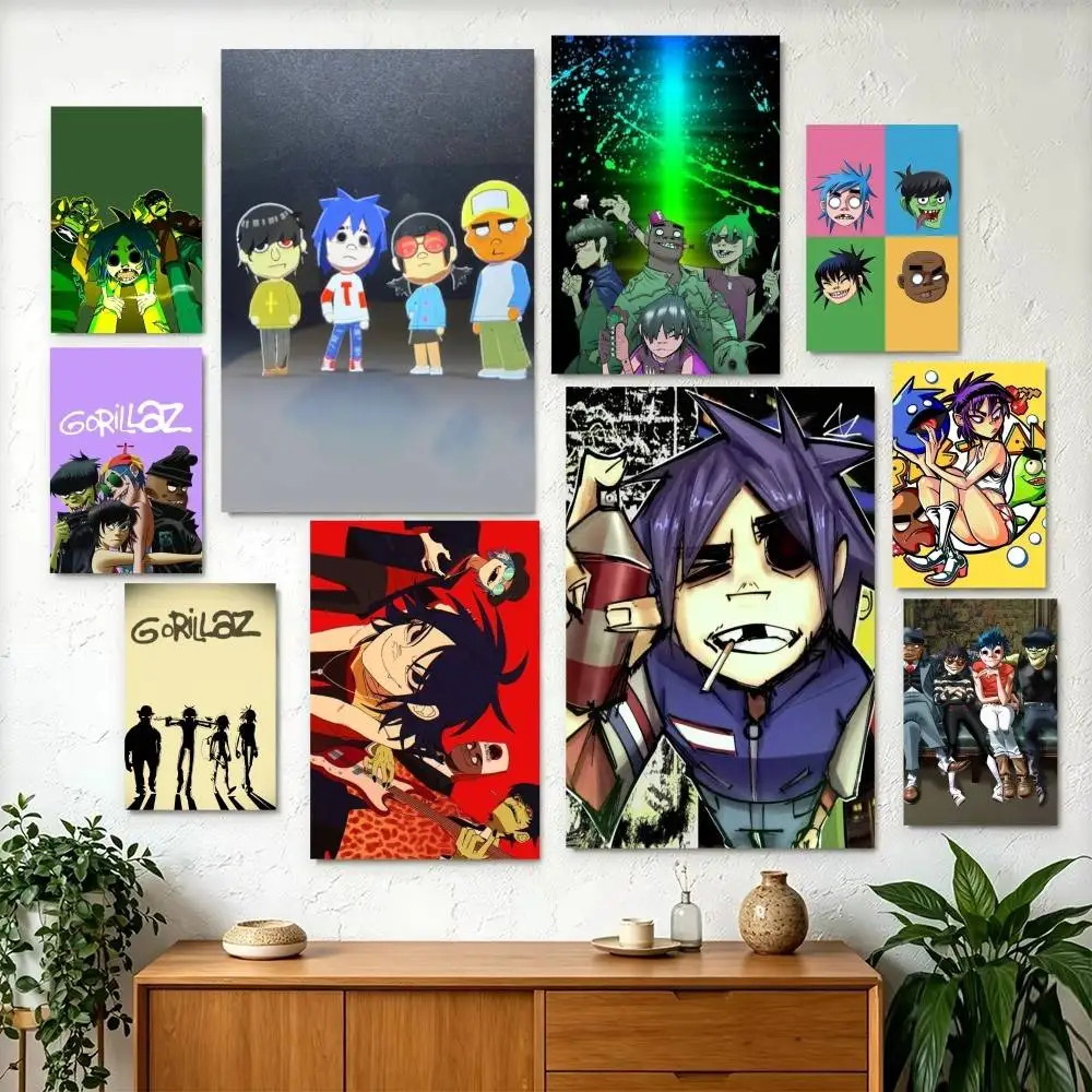Virtual Music Band Gorillaz Poster Perfect Space Sticker Self Adhesive for Office Home Theater Wall Art Decor Fancy Gift