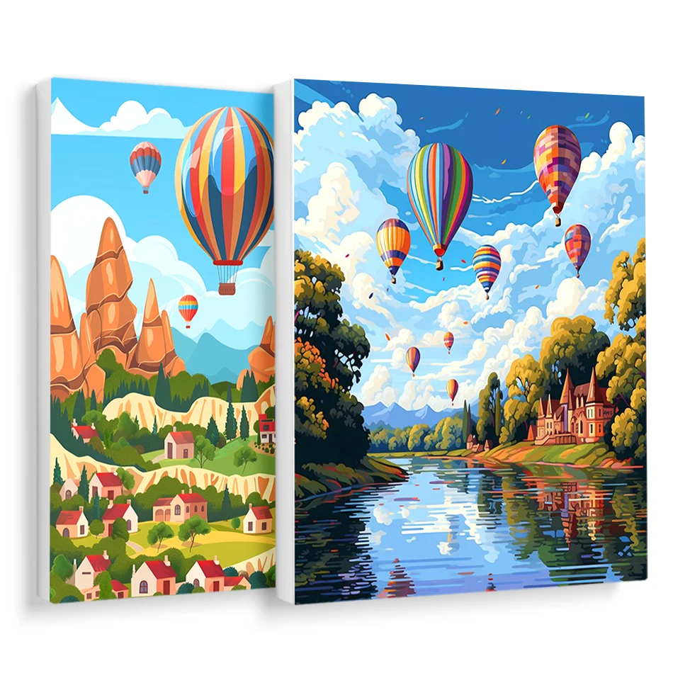 

RUOPOTY Paint By Numbers Balloon Scenery On Canvas Acrylic Decorative Wall Accessories Art Supplies With Frame Handwork Wall Art