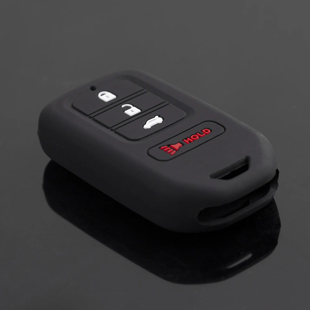 1 PC Black 4 Button Silicone Car Key Case Cover for Honda Accord EX EXL Civic Crv Hrv Pilot Ridgeline 2016 -2018 Pocketor