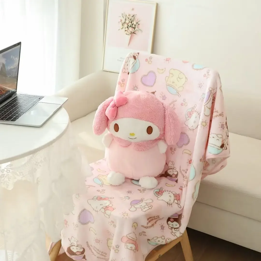 Lovely Kuromi Cinnamoroll Plush Toy Comfortable My Melody Doll Huggable Pom Pom Purin Plushies Anime Cartoon Pillow Blanket