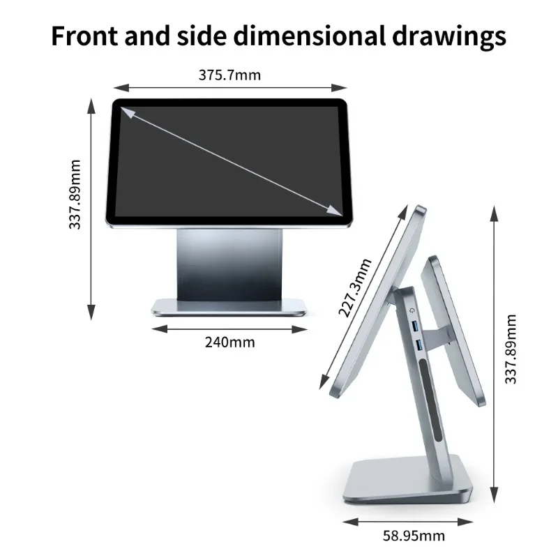 

Slim 15.6 Inch Aluminum POS Cash Register System with Touch Screen - Fanless Mute High-Quality for Business Use
