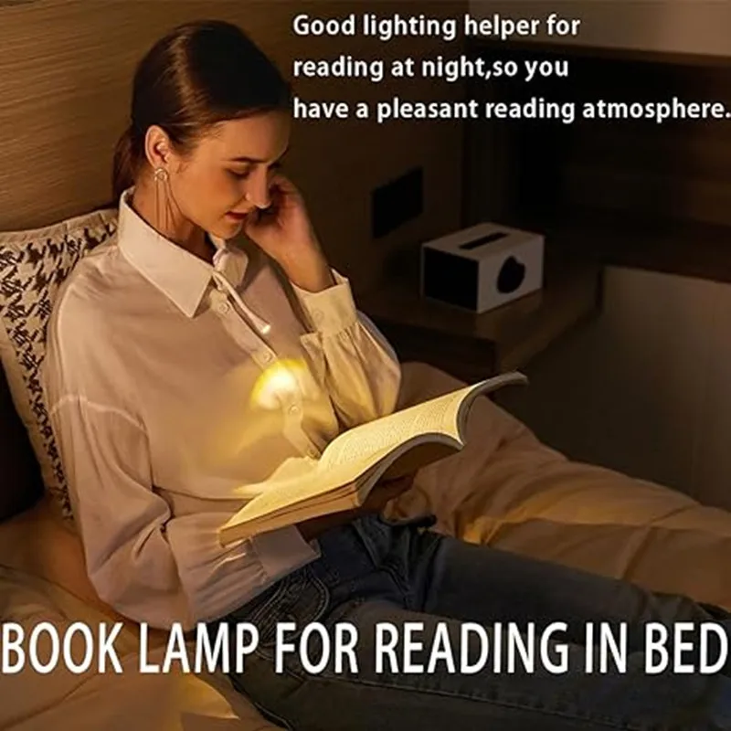 Mini LED Eye Protection Book Night Light, Clipe Ajustável, Flip 360 °, Lâmpada de Estudo, Recarregável, 3 Cores, Viagens, Quarto, Leitura