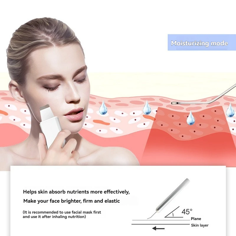 Dispositivo per la pulizia dei pori Raschietto per la pelle Dispositivo di introduzione per la cura del viso Dispositivo per la rimozione di punti neri e cheratina Raschietto per punti neri Massa vibrante