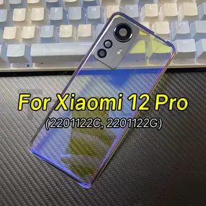 Bilashmart Transparent Glass Battery Back Cover Xiaomi 12 Pro 5G Rear Housing Panel Case With Camera Lens Replacement+Adhesive Sticker