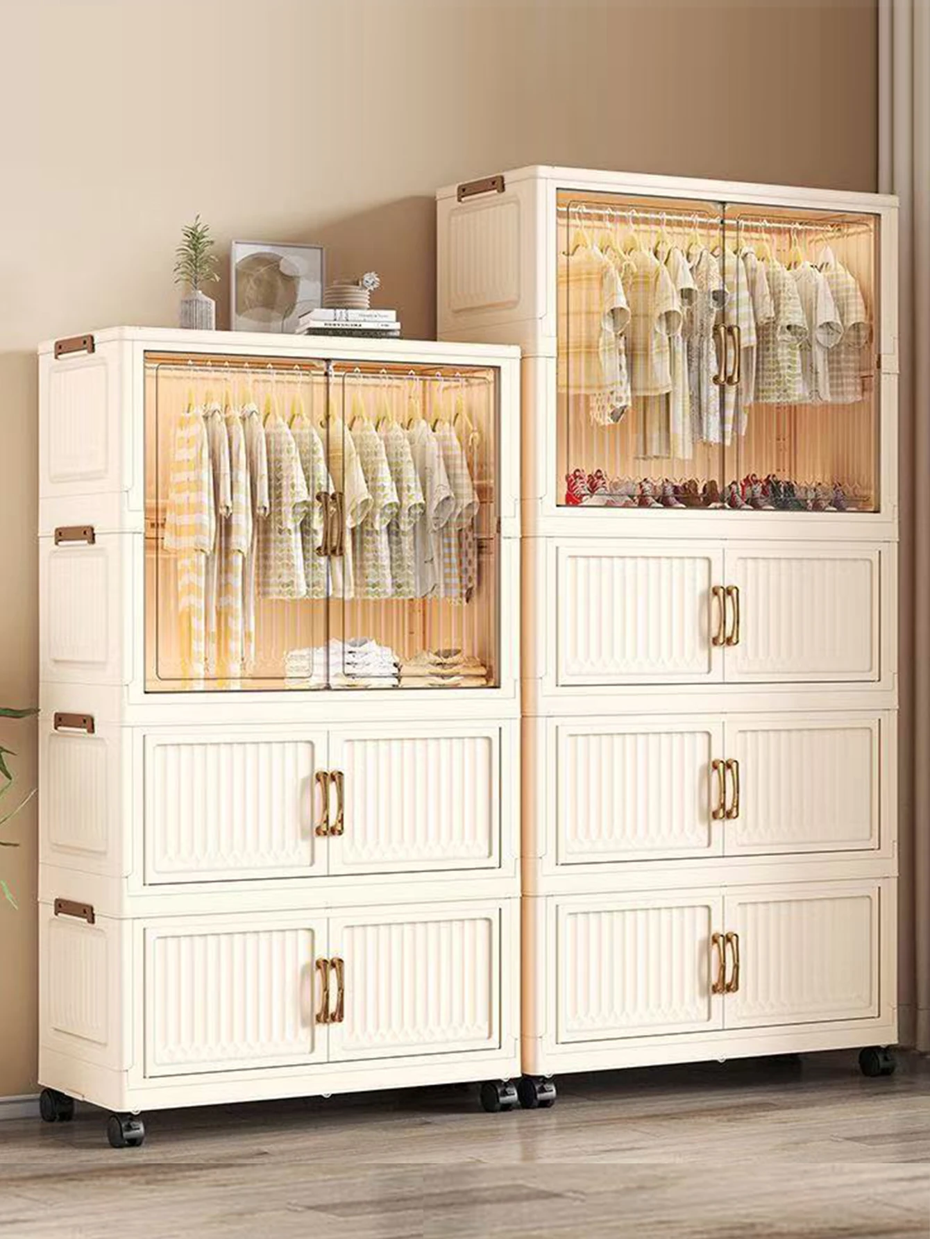 

Новый складной детский шкаф большой вместимости, простой дизайн с колесиками, шкаф без установки для хранения и организации