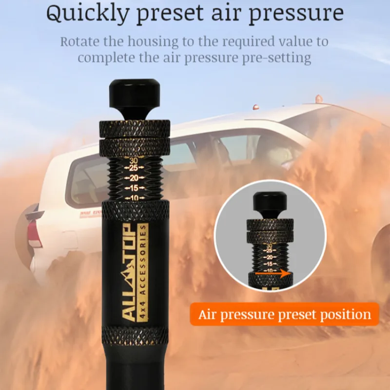 Off-Road Tire Deflator Kit Automatic Quick Pressure Reducing Valve Desert Sand Play Car Tire Deflator Adjustable Tire Deflator