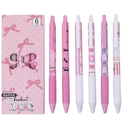 6-Pack Gel Pens, 0.5mm Fine Point, Black Ink, Pink Bow Design, Smooth Writing for Journaling, School & Graduation Season