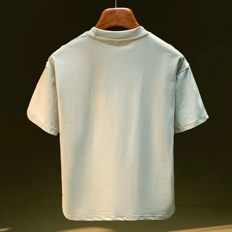 Letnia koszulka z krótkim rękawem męska luźna koszulka z półrękawem 2025 cienka, codzienna, modna marka modna, wszechstronna koszulka