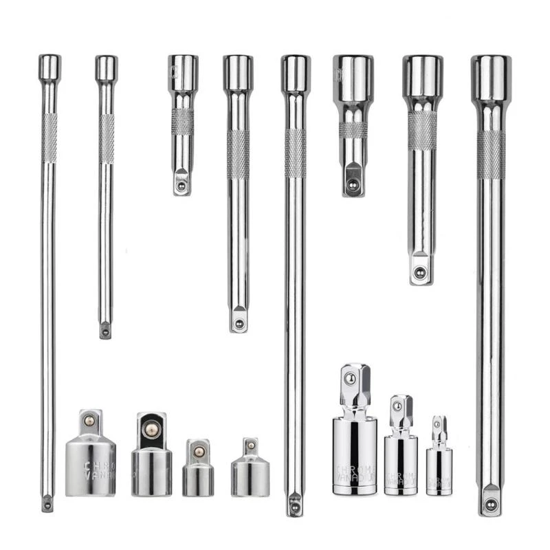 

J0MC 15pcs 1/2inch 3/8inch 1/4inch Extension Bar Set Steel Impact Socket Extender Simple to Operate for Socket Wrench Ratchets