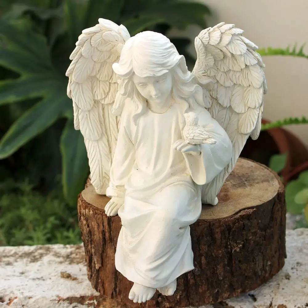 

Retro Exquisite Praying Angel Statue Handicraft Cute Angel Garden Statue Carved Resin Table Ornament Home Decor