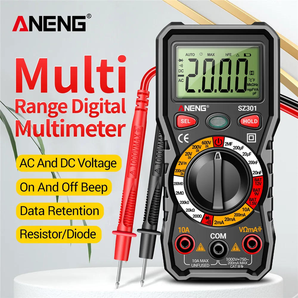 ANENG SZ301 Professional multimeter Digital Votage Resistance Electrical Current Meter automotriz inteligent Tester tools