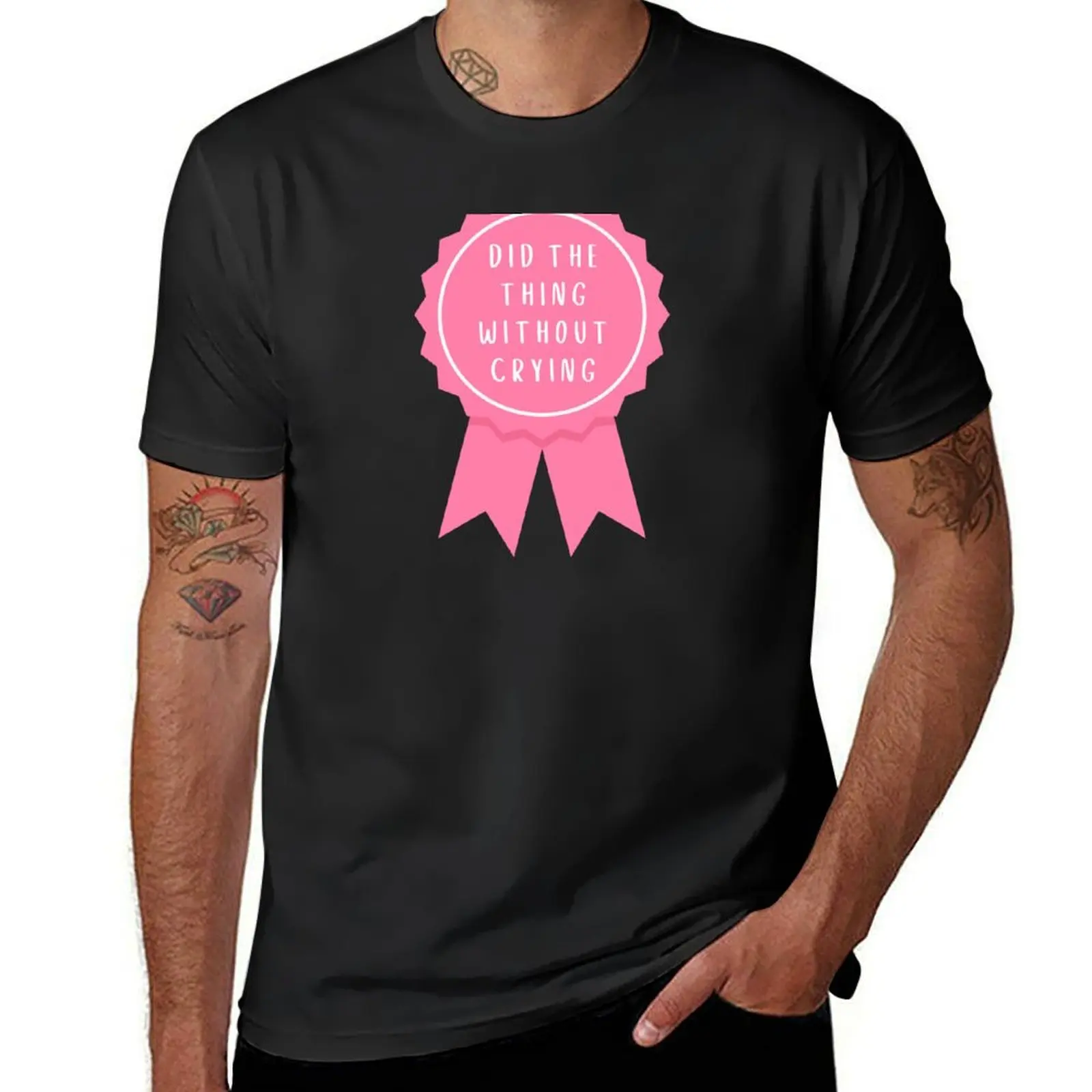 

did the thing without crying - pink aesthetic book quote for book lovers T-Shirt tees new edition slim fit t shirts for men