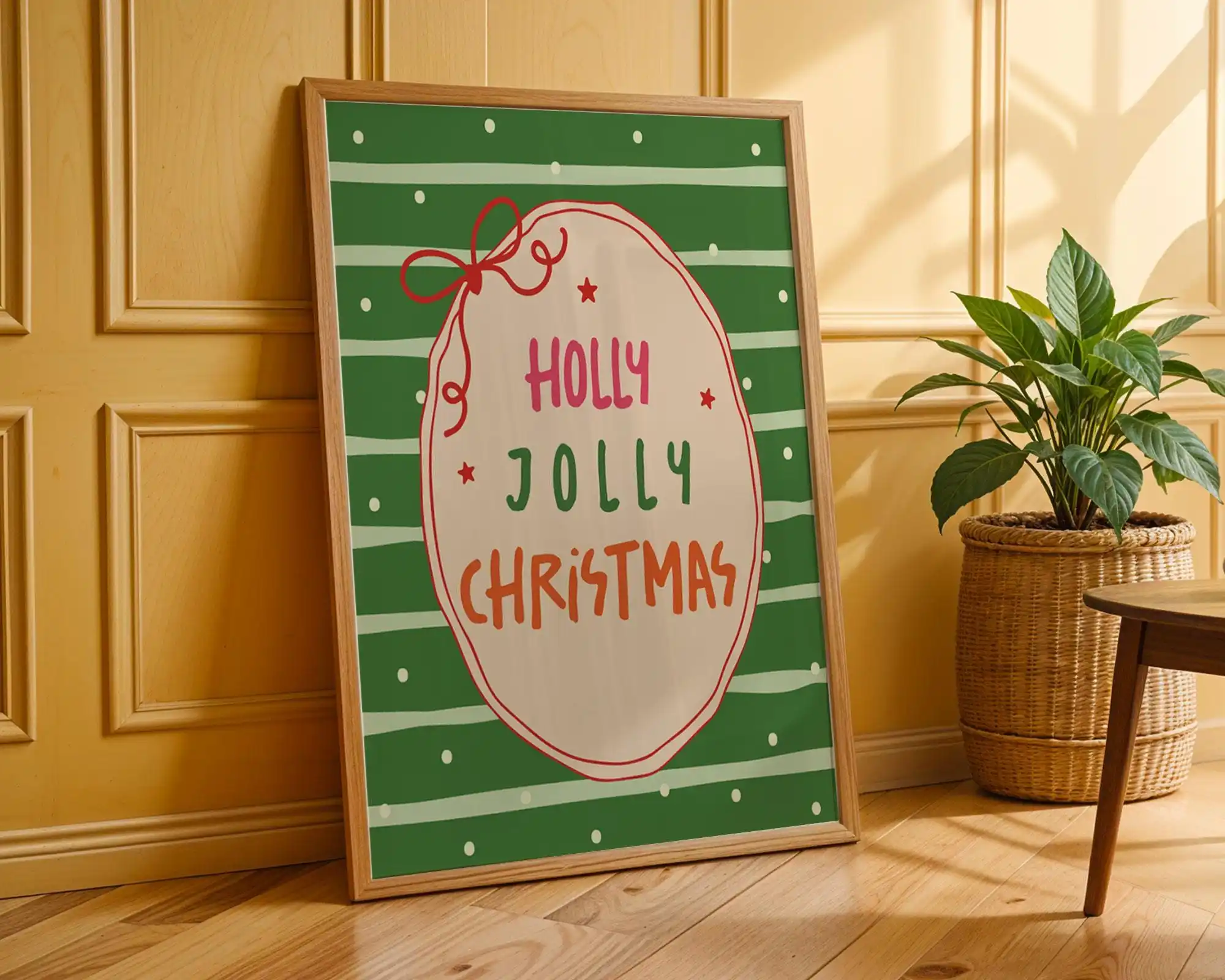 1pc Modern Funny Holly Jolly Christmas Poster - Unframed Festive Holiday Wall Art Poster for Living Room and Bedroom Decorations