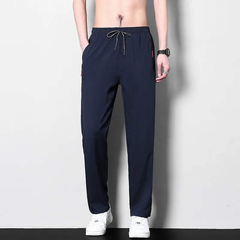 

Casual Pants Men's Summer Thin Ice Pants Youth New Elastic Quick-drying Sweatpants Versatile Straight Men's Pants