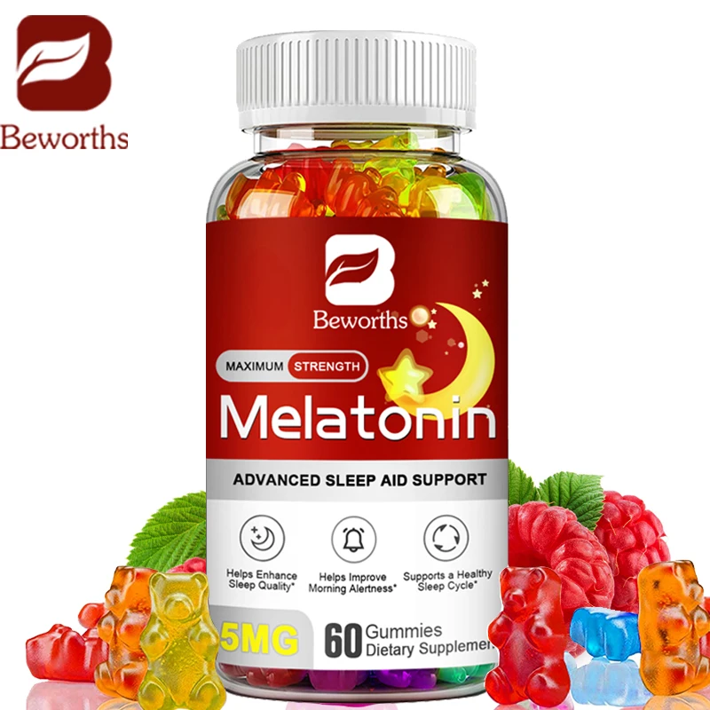 Beworths Melatonin Gummies Anti stress Adult Night Sleep Assist Melatonins Vitamin B6 Tablet Melatonin Sleeping For Women & Men