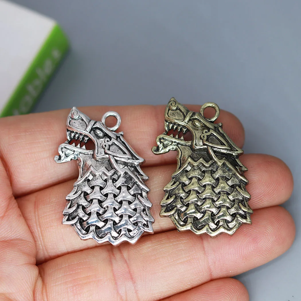 2Pcs/lot Freki Wolf Of Odin Viking Pendant For DIY Jewelry Making Necklace Keychains Men Charms Slavic Crafts