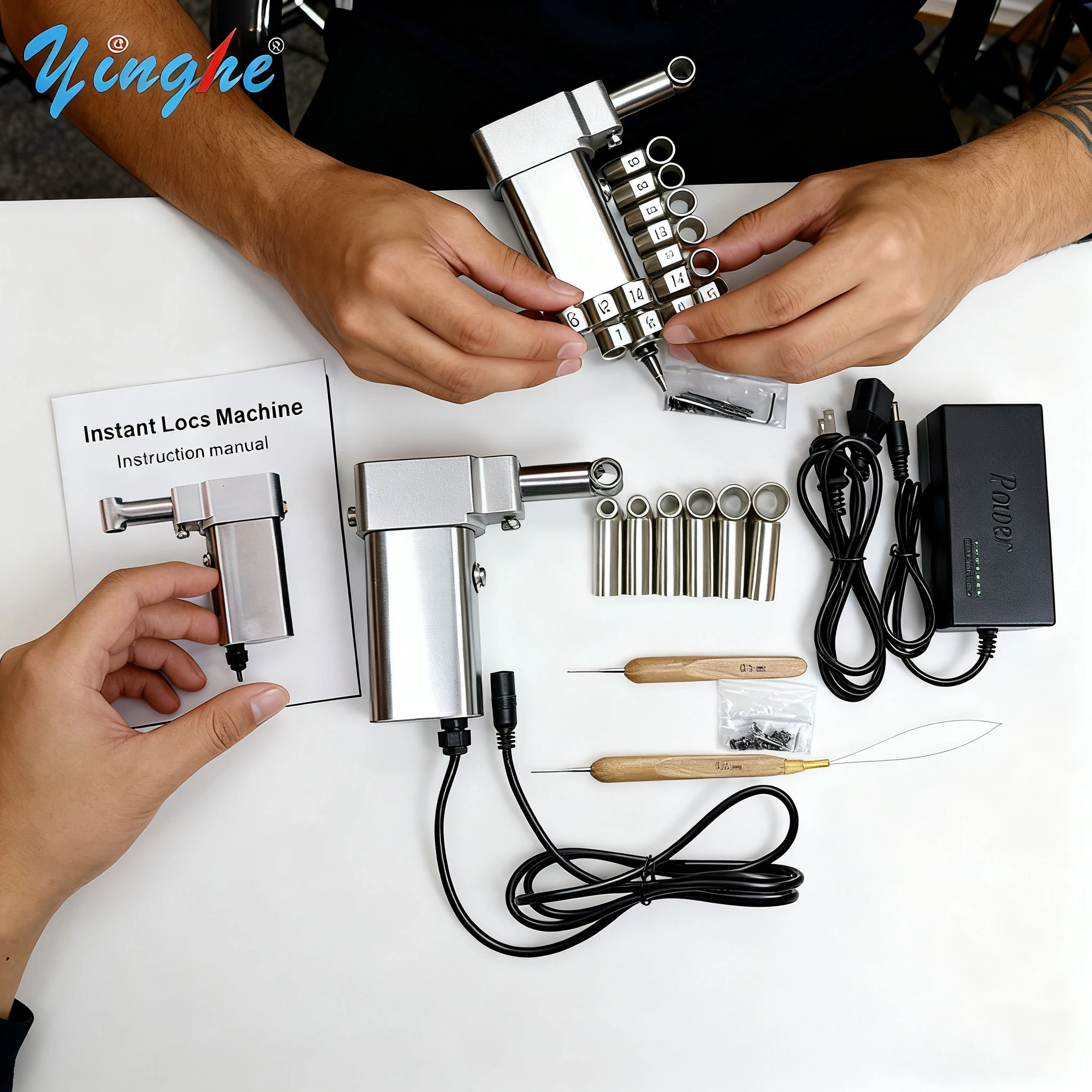 

Новая электрическая машина для дредов, набор инструментов для дредов из нержавеющей стали с 20 иглами для вязания крючком, наращивание волос для плетения дредов