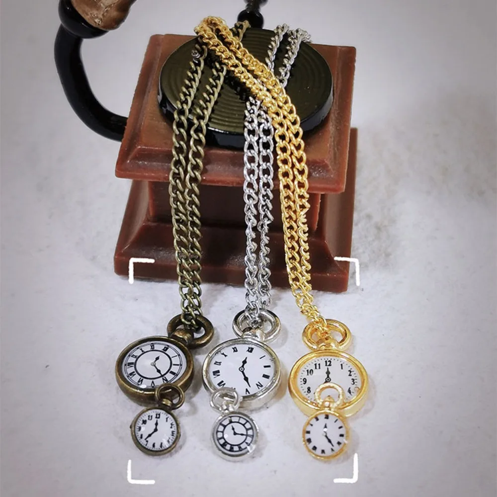 

Necklace Watch Dollhouse Simulation Pocket Watch Ob11 Accessories Vintage Mini Doll Necklace Pocket Watch Simulation Toy Alloy