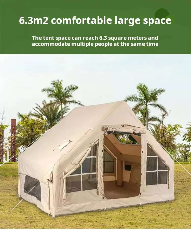 12 people camping inflatable tent 6 square meters 420d Oxford 2 room inflatable tent