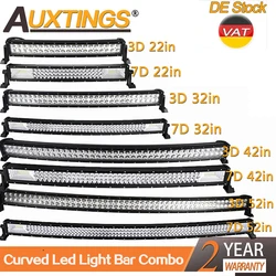 Auxtings-Zakrzywione światła LED COMBO do samochodów Offroad, paski o długości 22/32/42/50/52 cali, 3D/7D, do ciężarówek i samochodów 4x4 SUV, ATV 12V/24V