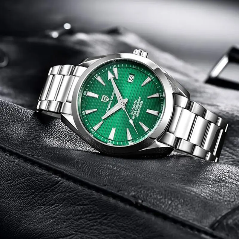 PAGANI DESIGN ساعة أوتوماتيكية للرجال من زجاج الياقوت ساعة يد ميكانيكية سوار من الفولاذ المقاوم للصدأ 100 متر ساعات رياضية مقاومة للماء