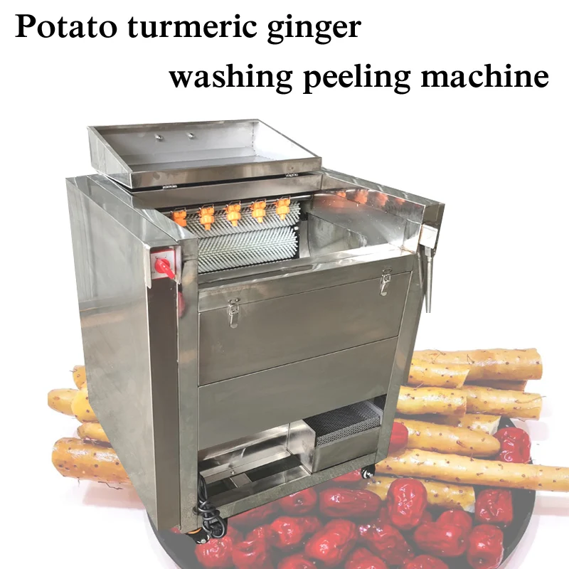 

Easy to Operate Automatic Industrial 500kg/h Potato Ginger Roller Washer Brush Peeling Machine potato peeling machine