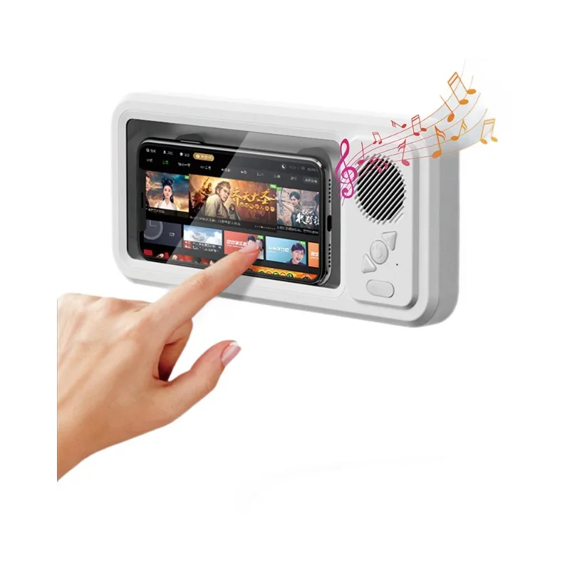 

Bathroom Waterproof Phone Holder with Bluetooth Speaker - Handsfree Call TV Watching Shower Stand