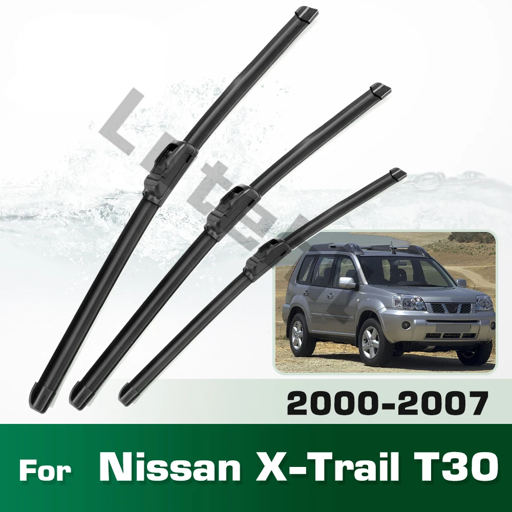 Wischerblätter-Set vorne und hinten für Nissan X-Trail T30 2000–2007, Windschutzscheiben-Fensterbürsten, 24 Zoll + 16 Zoll + 17 Zoll