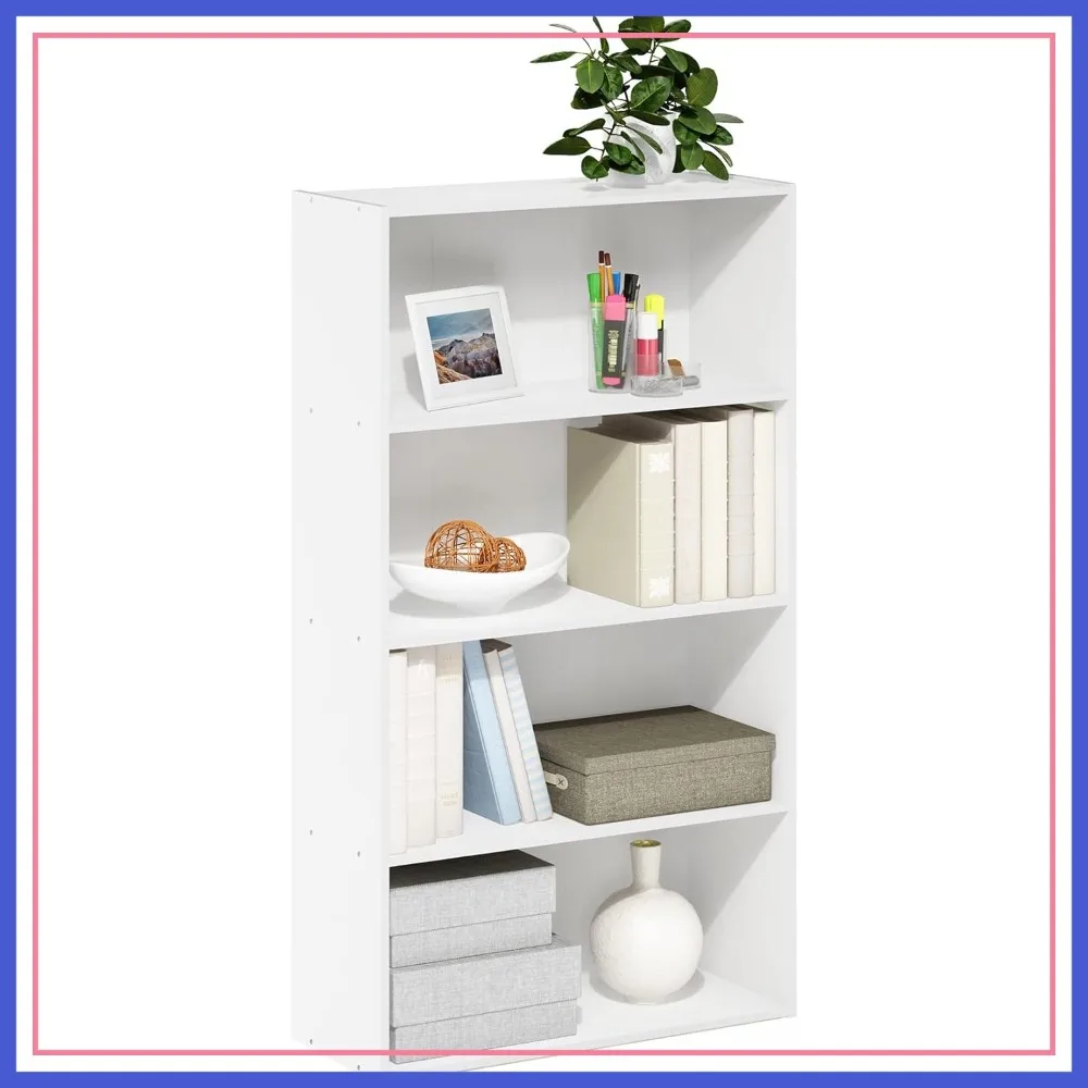 

4-Tier Bookshelf, Open Bookcase for Living Room, Bedroom, Home Office, 9.4 x 23.6 x 41.7 Inches, White