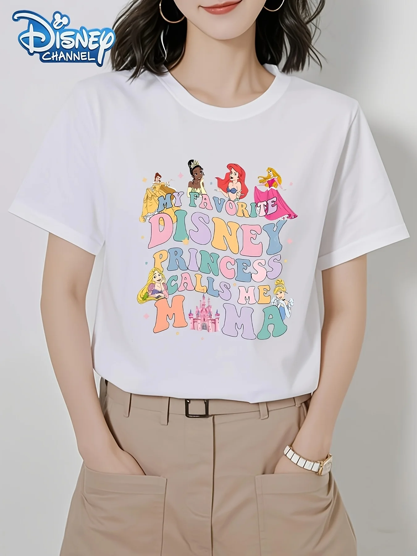 Disney's "My Favorite Princess Calls Me Mom" Pattern - Cinderella Princess T-shirt Suitable for Moms and Disney Fans